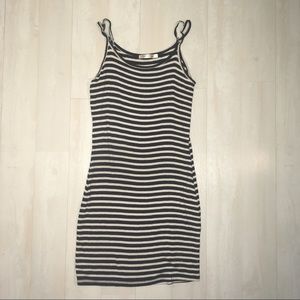 Black and white striped pencil dress